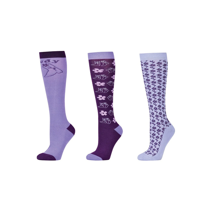 3 Pack Adults Socks - Purple Cowgirl