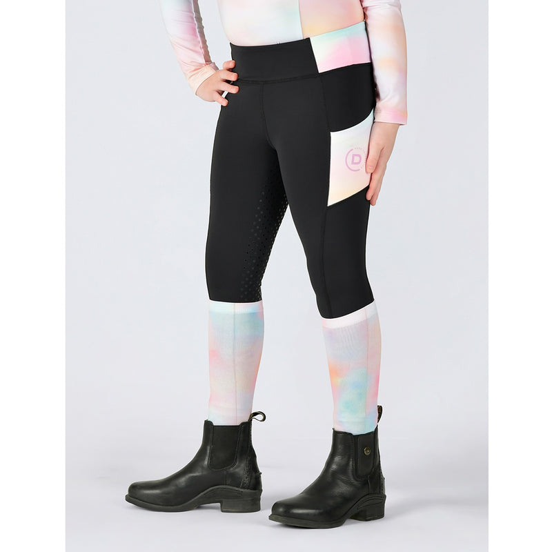 Kids Everyday Riding Tights - Black/Pastel Cloud