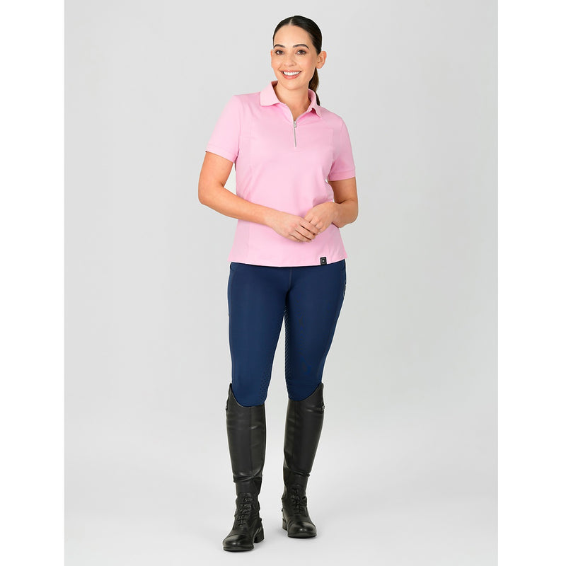 Peta Zip Neck Panel Polo - Candy Floss