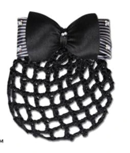 Bun Net with Decorative Bow Black