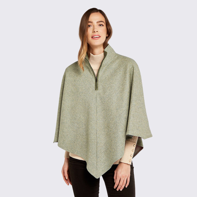 Whitebeam Tweed Poncho - Winter Moss