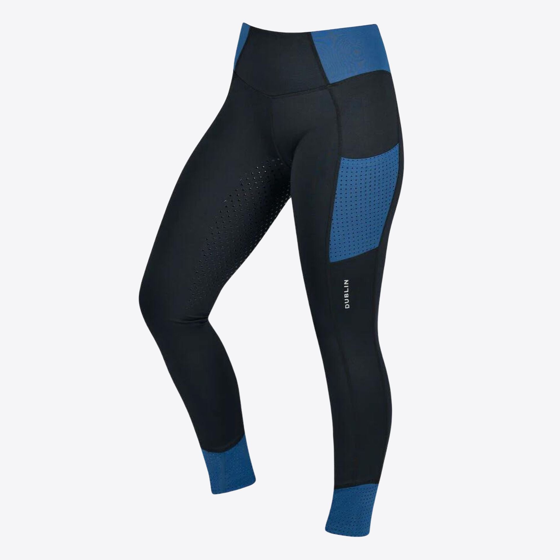 Power Tech Colour Block Full Grip Tights Black Delft Blue