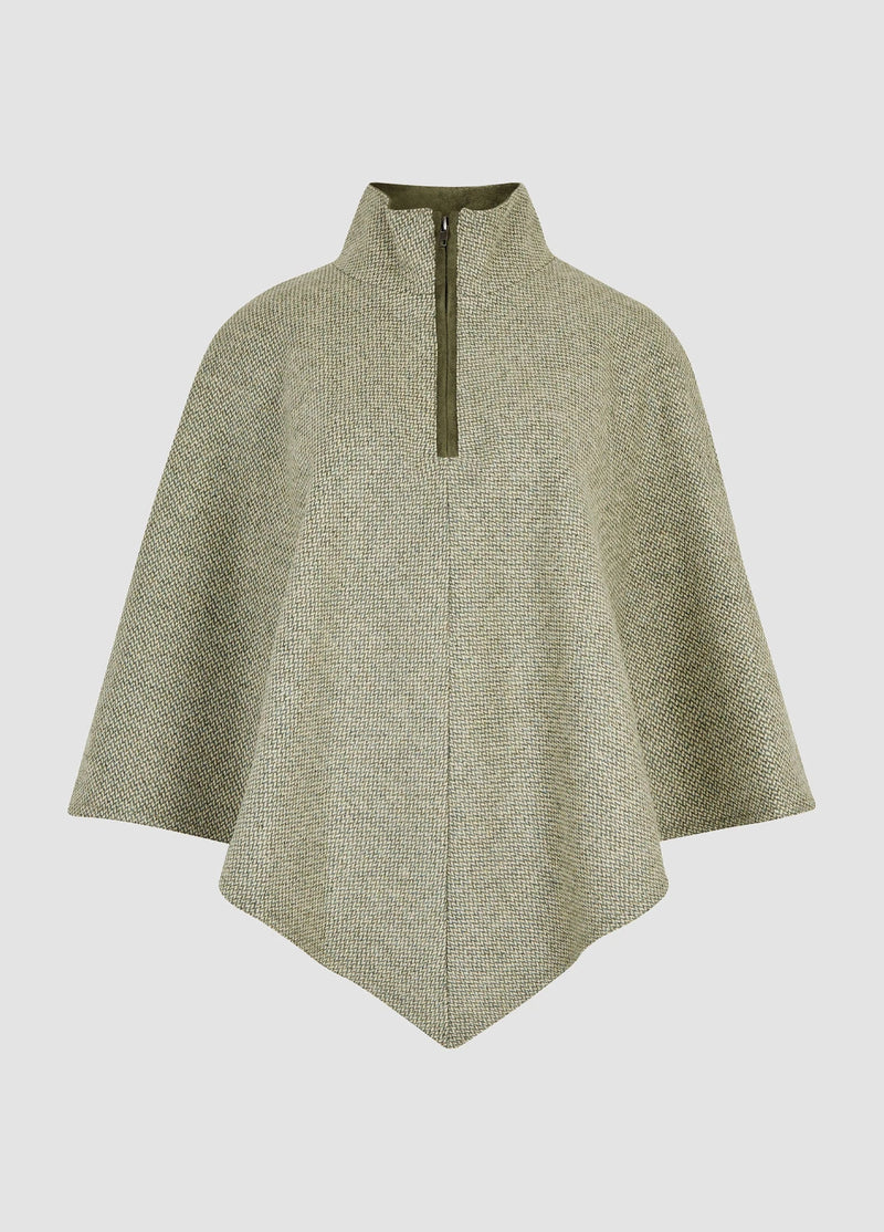 Whitebeam Tweed Poncho - Winter Moss