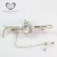 Sterling Silver Large Horse Head & Cane Stock Pin