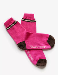 Lambswool Socks - Brown/Pink