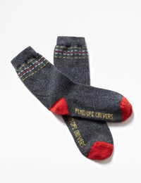 Lambswool Socks - Charcoal/Yellow/Moss/Red