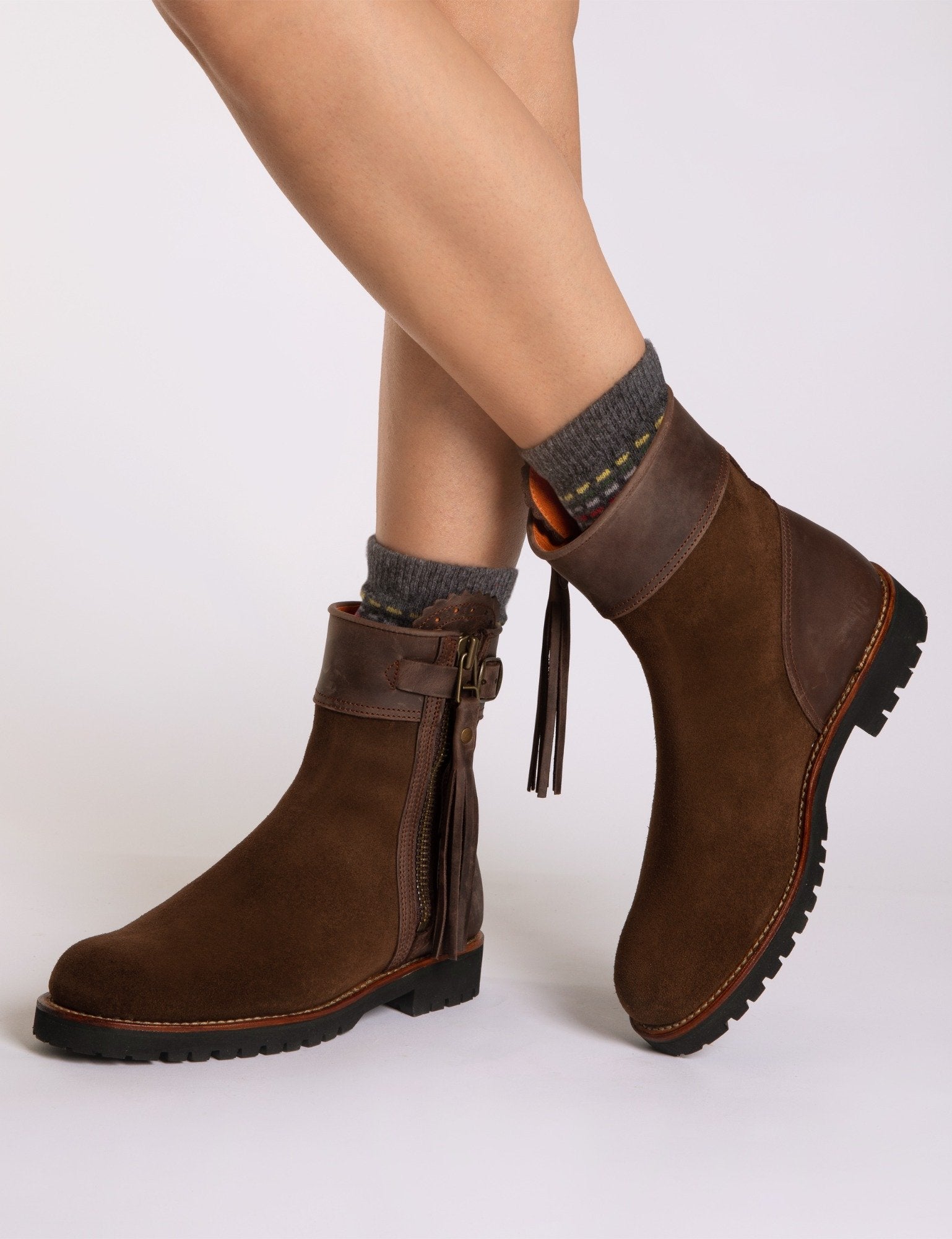 Valverde de Camino Waterproof Cropped Tassel Boots